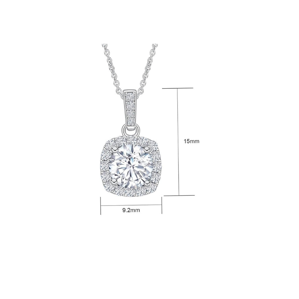 Square Halo Pendant Necklace