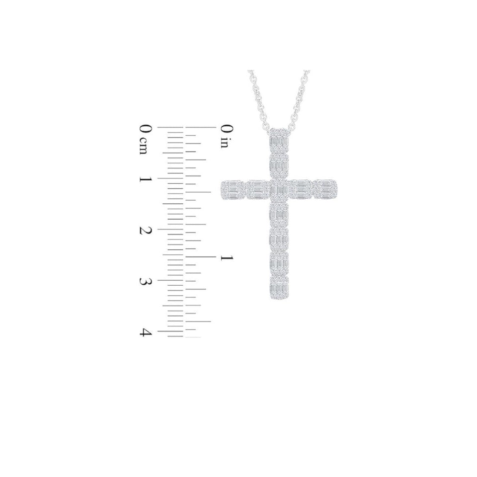 Emerald Cut Cross Pendant Necklace