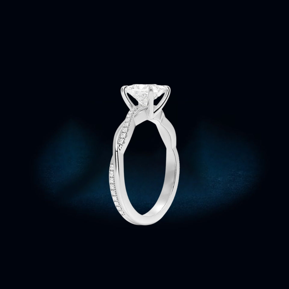 Princess Cut Moissanite Twisted Ring