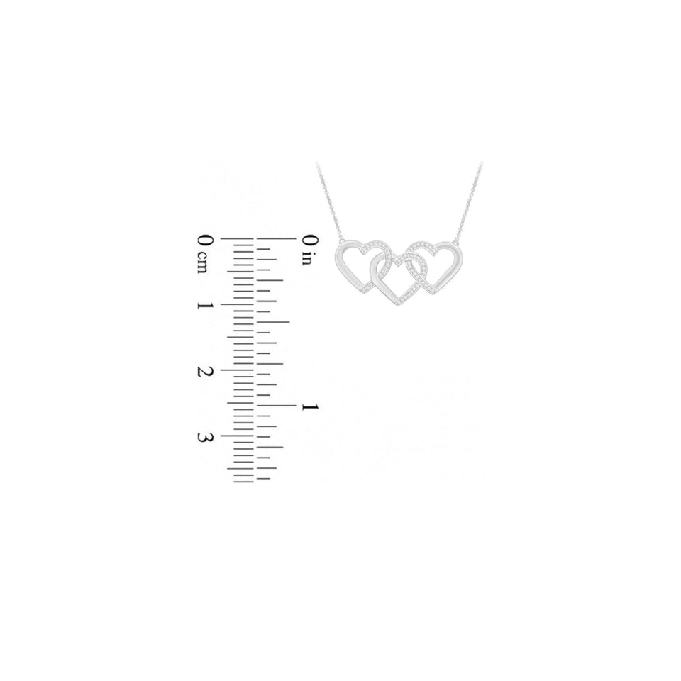Triple Interlocking Heart Pendant Necklace