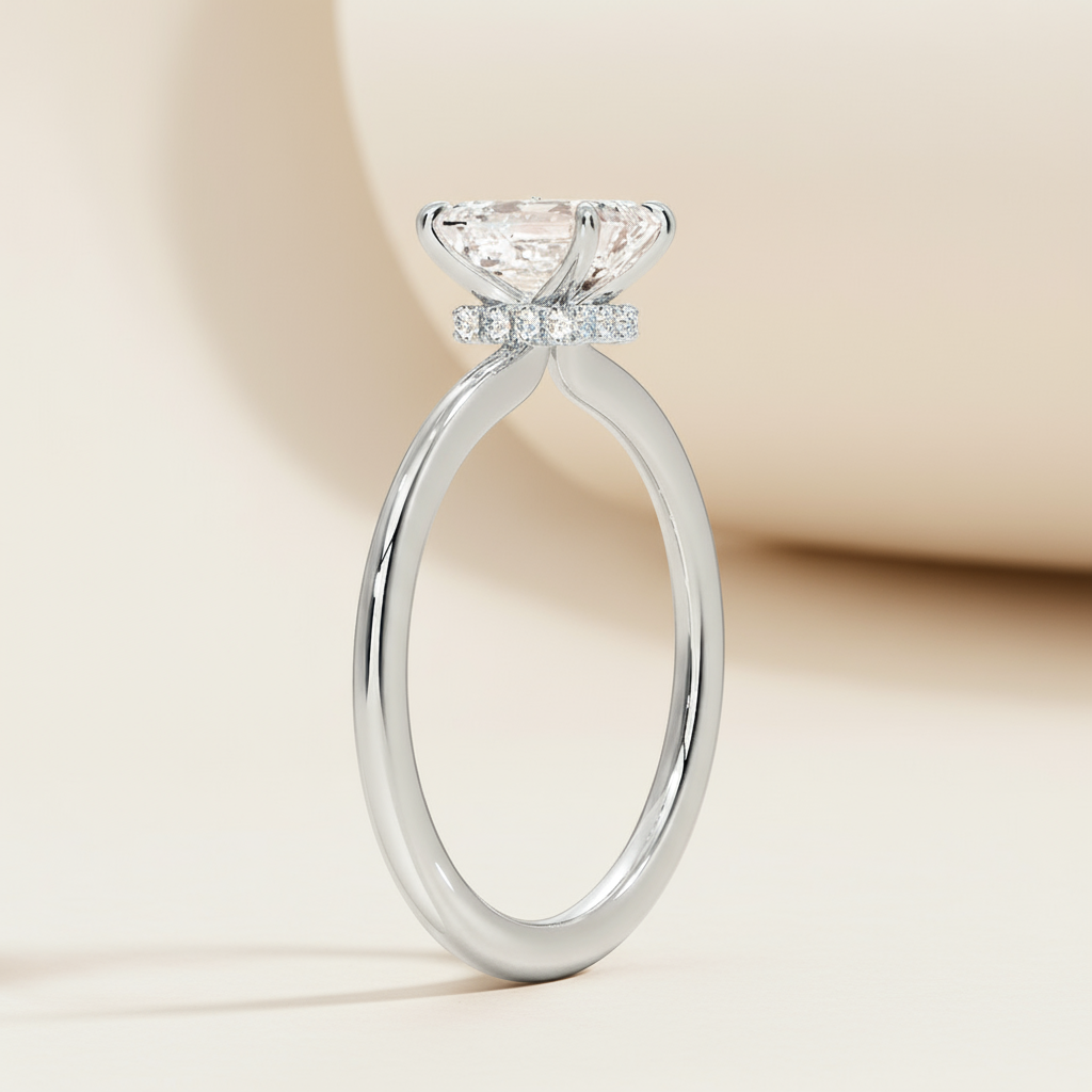 Emerald Halo Moissanite Diamond Ring