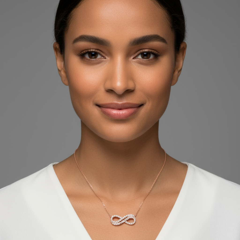 Moissanite Double Row Infinity Pendant Necklace