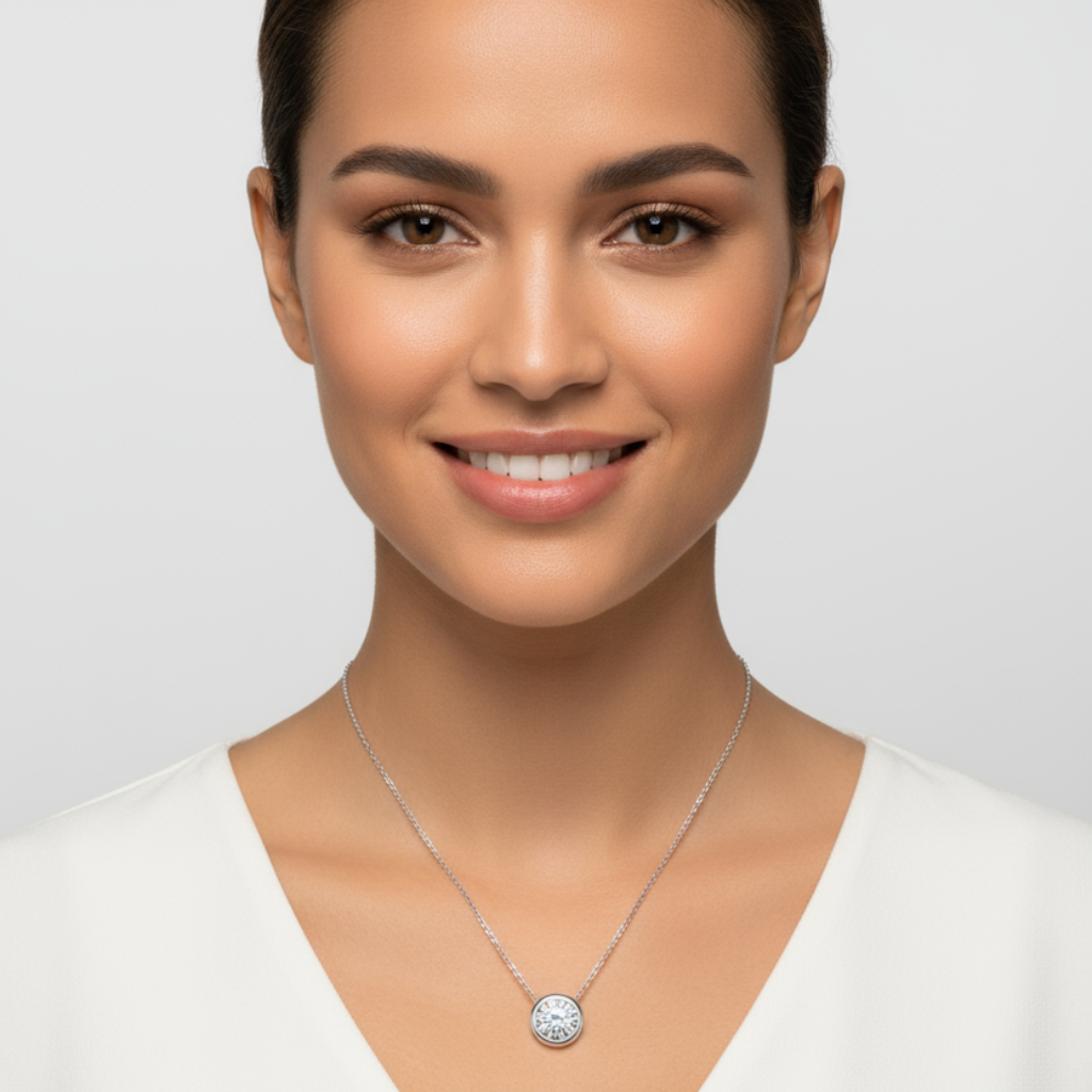 Bezel Set Solitaire Pendant Necklace