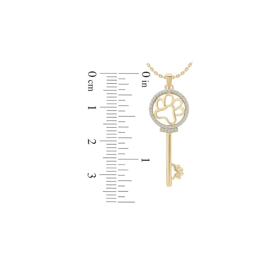 Paw Print Key Pendant Necklace