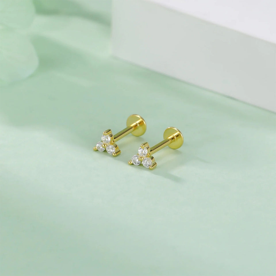 Moissanite Trio Stone Trinity Stud
