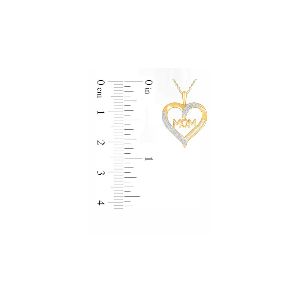 Baguette Heart Mom Pendant Necklace