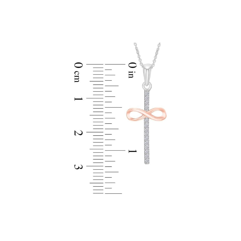 Two Tone Infinity Cross Pendant Necklace