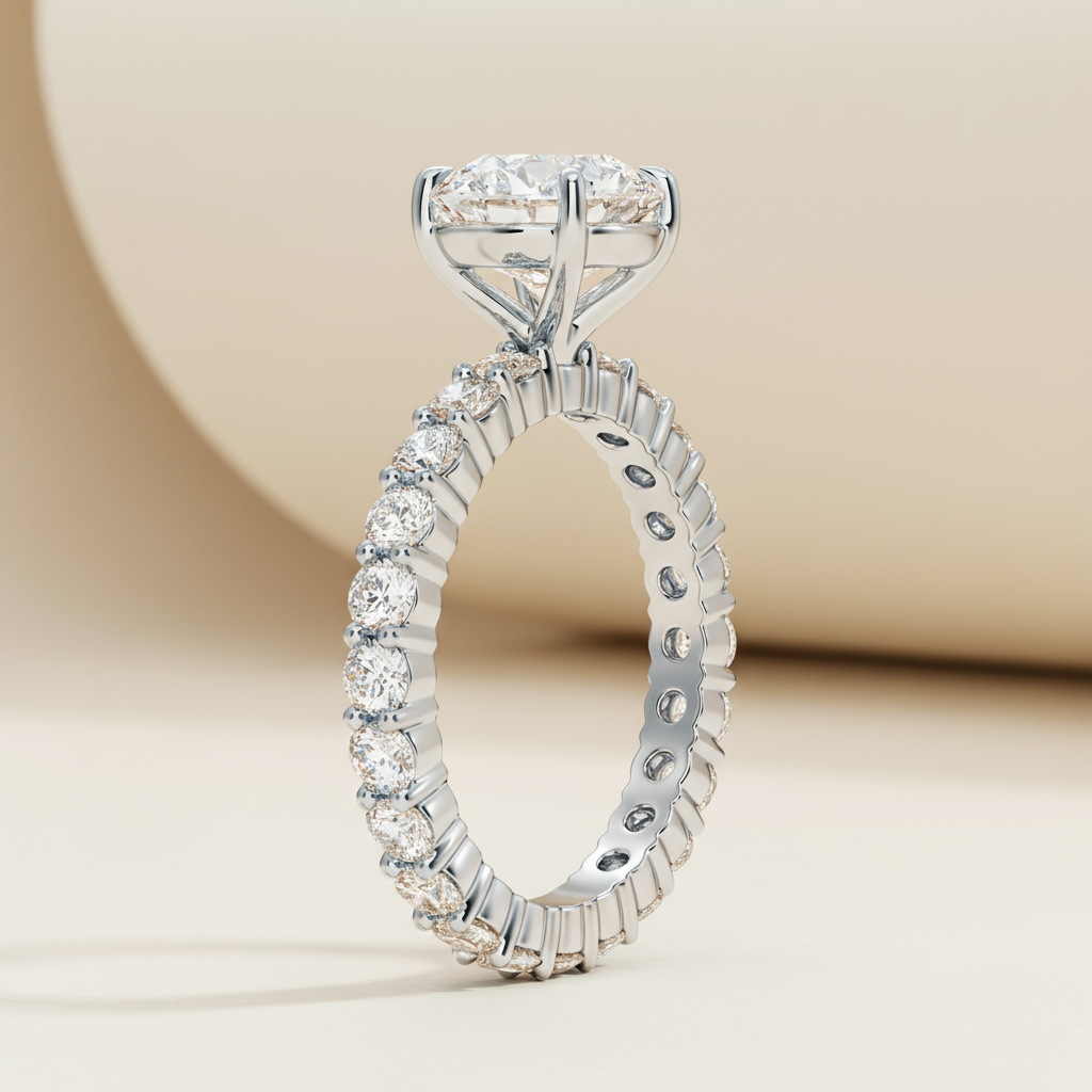 Round Shape Pointer Moissanite Diamond Ring