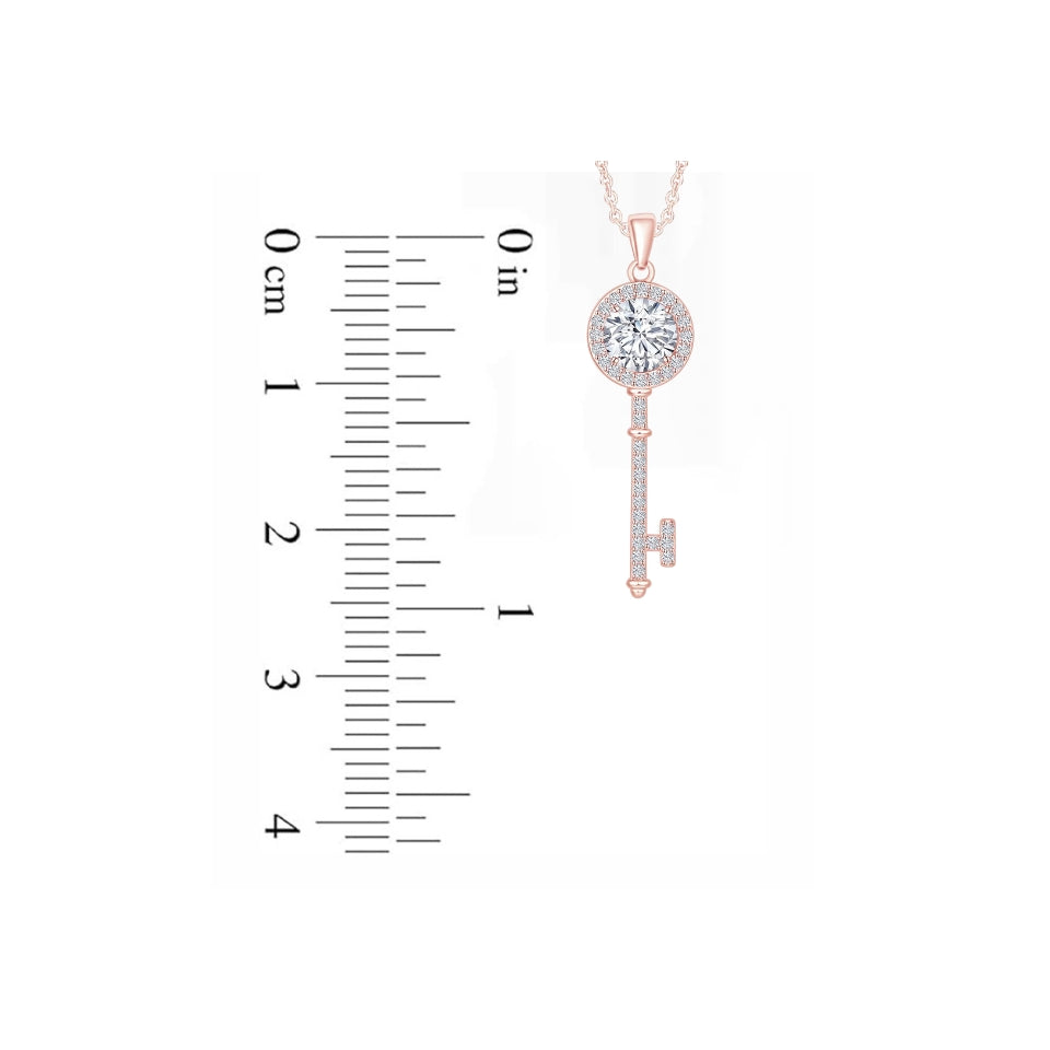 Moissanite Diamond Key Pendant Necklace