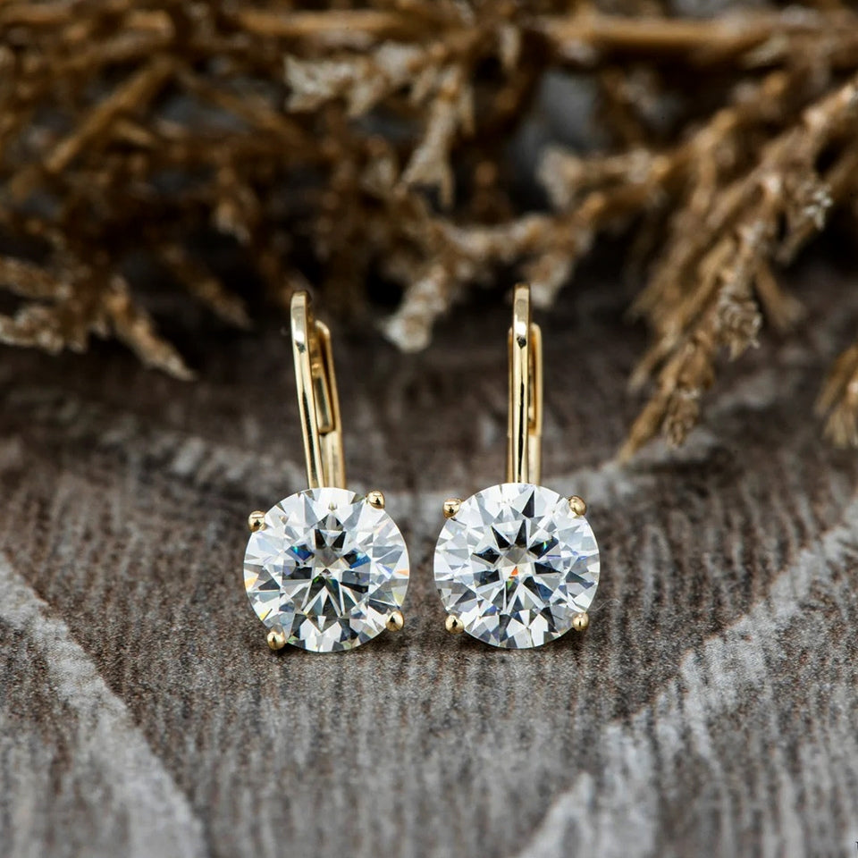 Moissanite Dangle Hoop Earrings