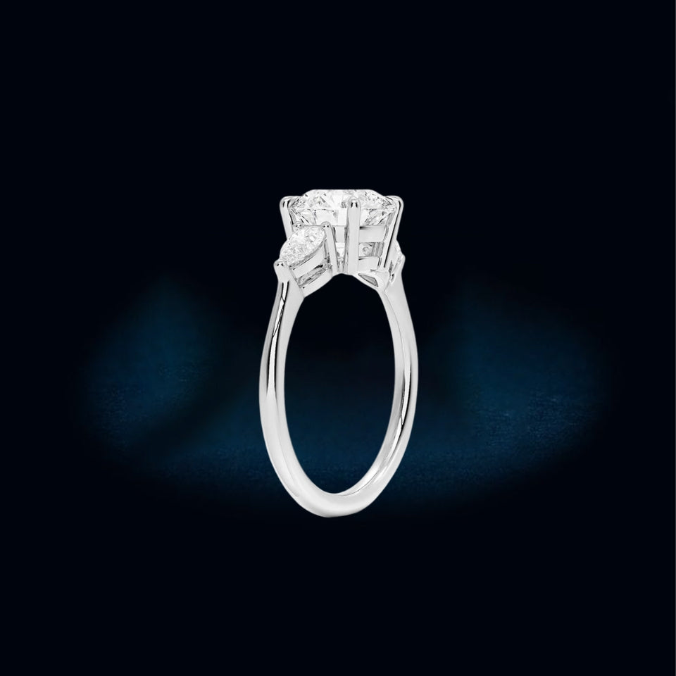 Moissanite Round Cut Three Stone Ring