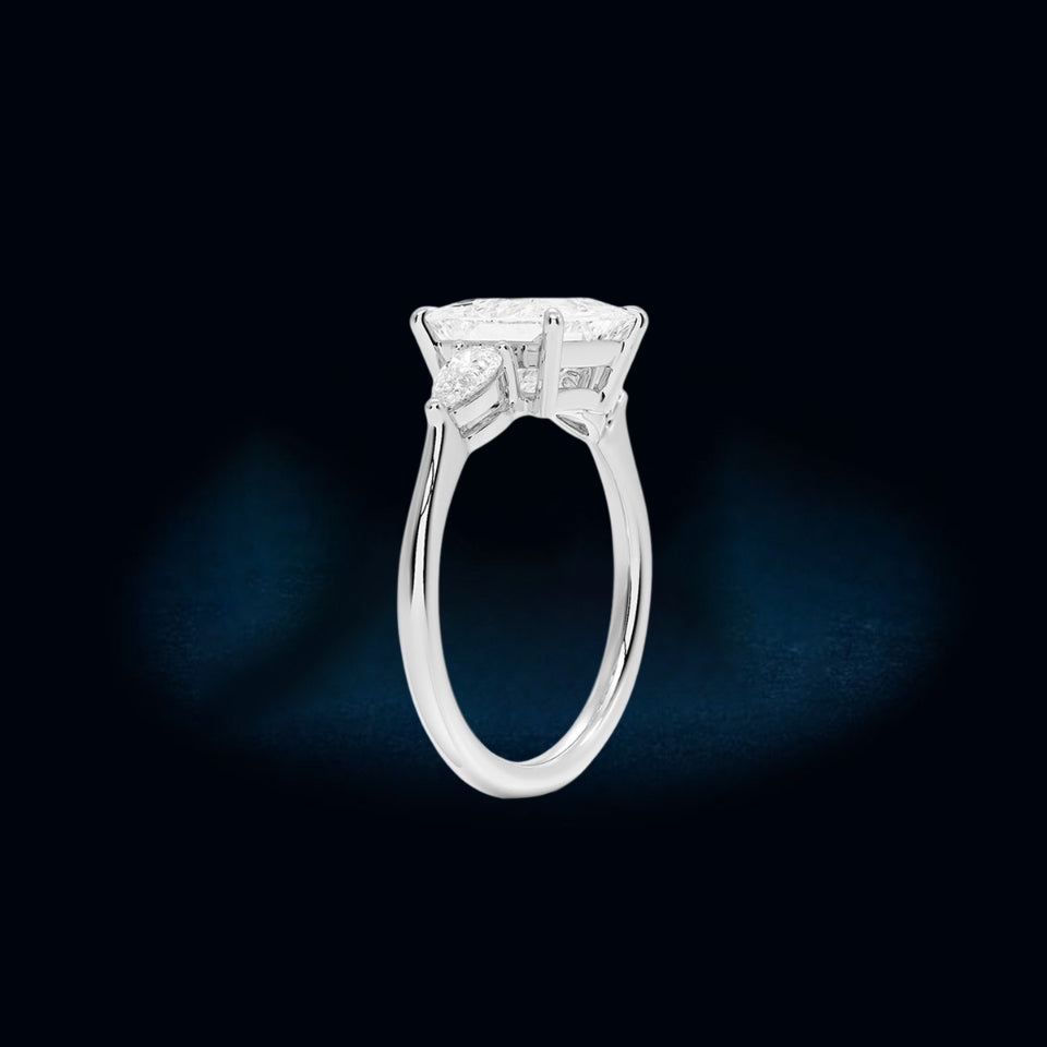 Moissanite Princess Shape Three Stones Ring