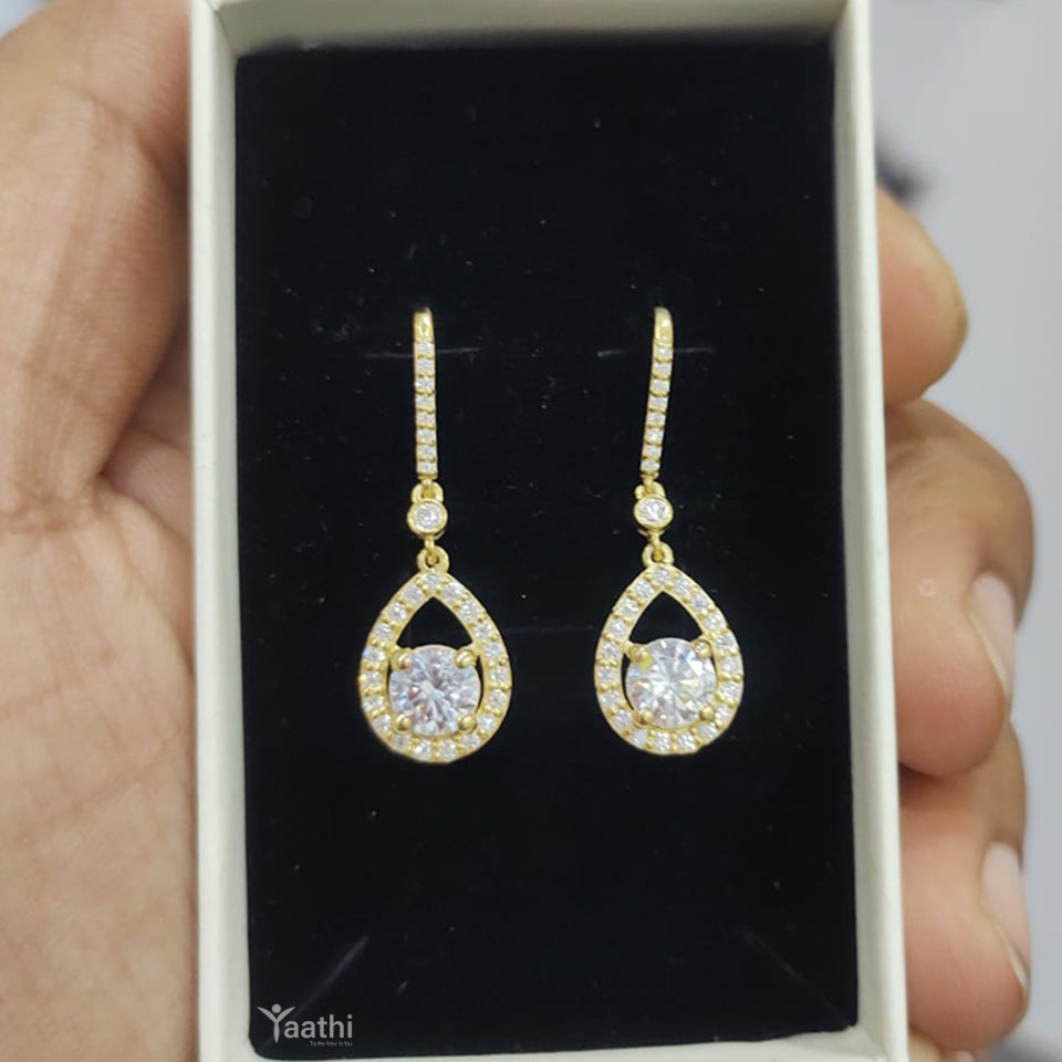 Moissanite Diamond Teardrop Dangle Earrings