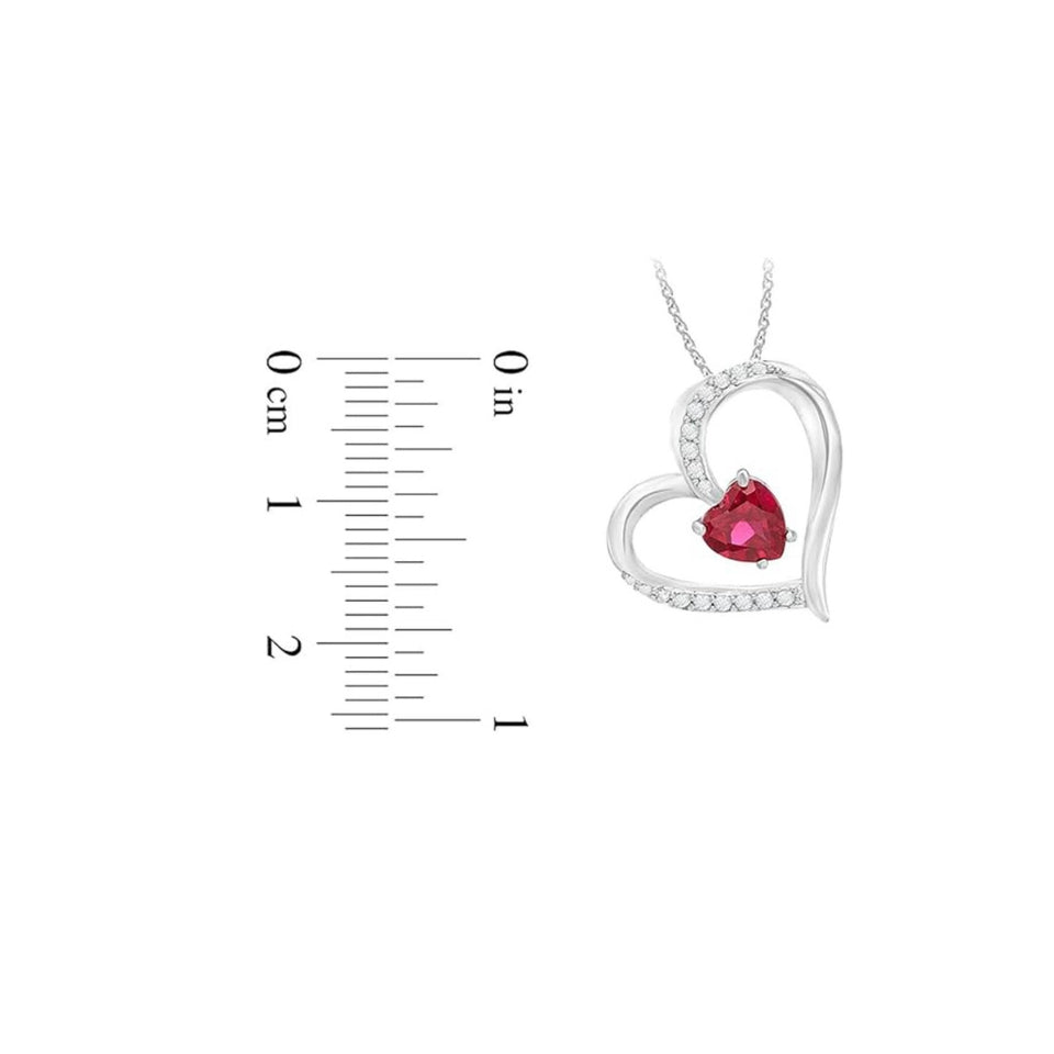 Pink Ruby Heart Pendant Necklace