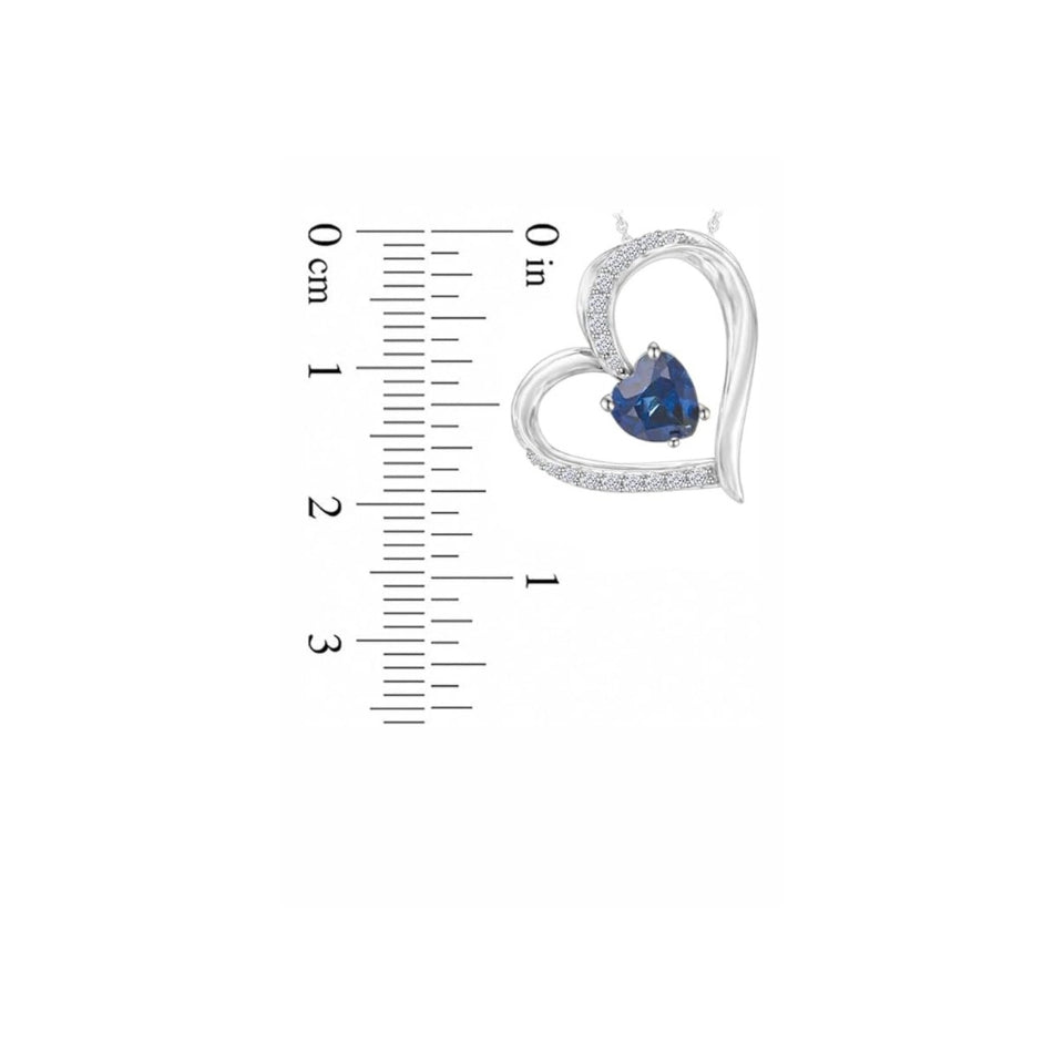 Sapphire Heart Pendant Necklace