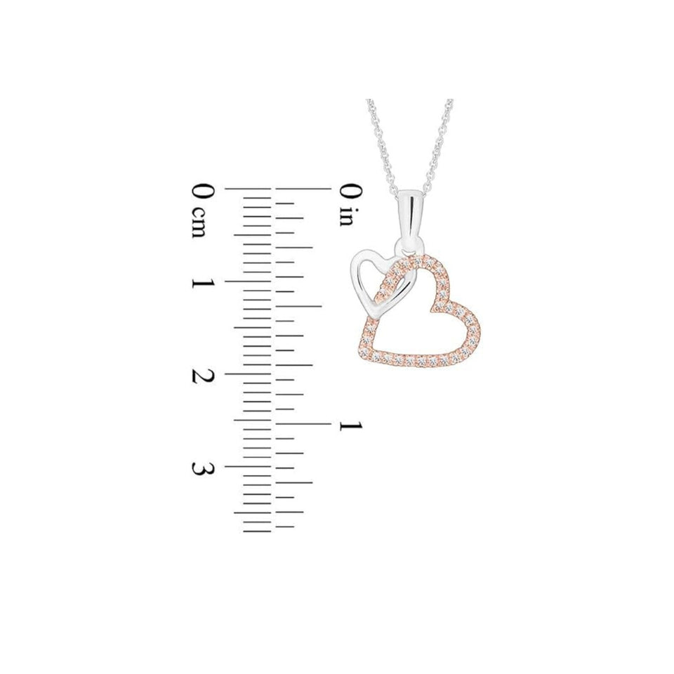 Double Interlocking Love Heart Pendant Necklace