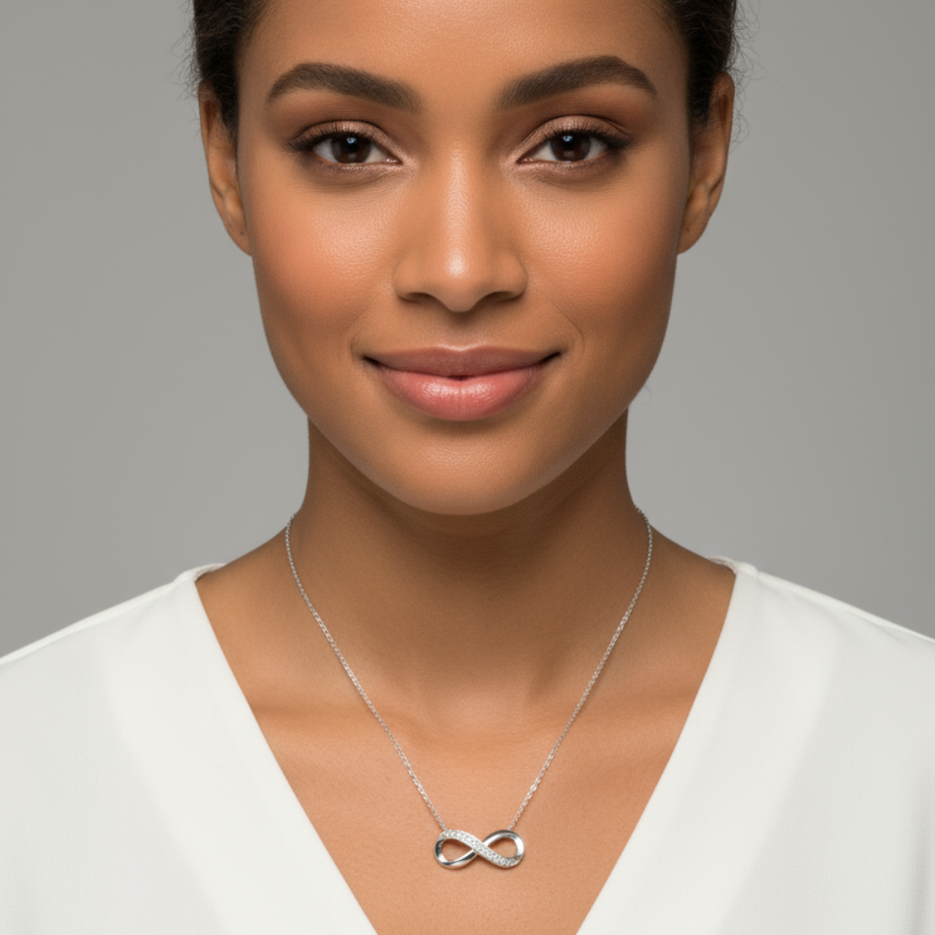 Pave set Infinity Pendant Necklace