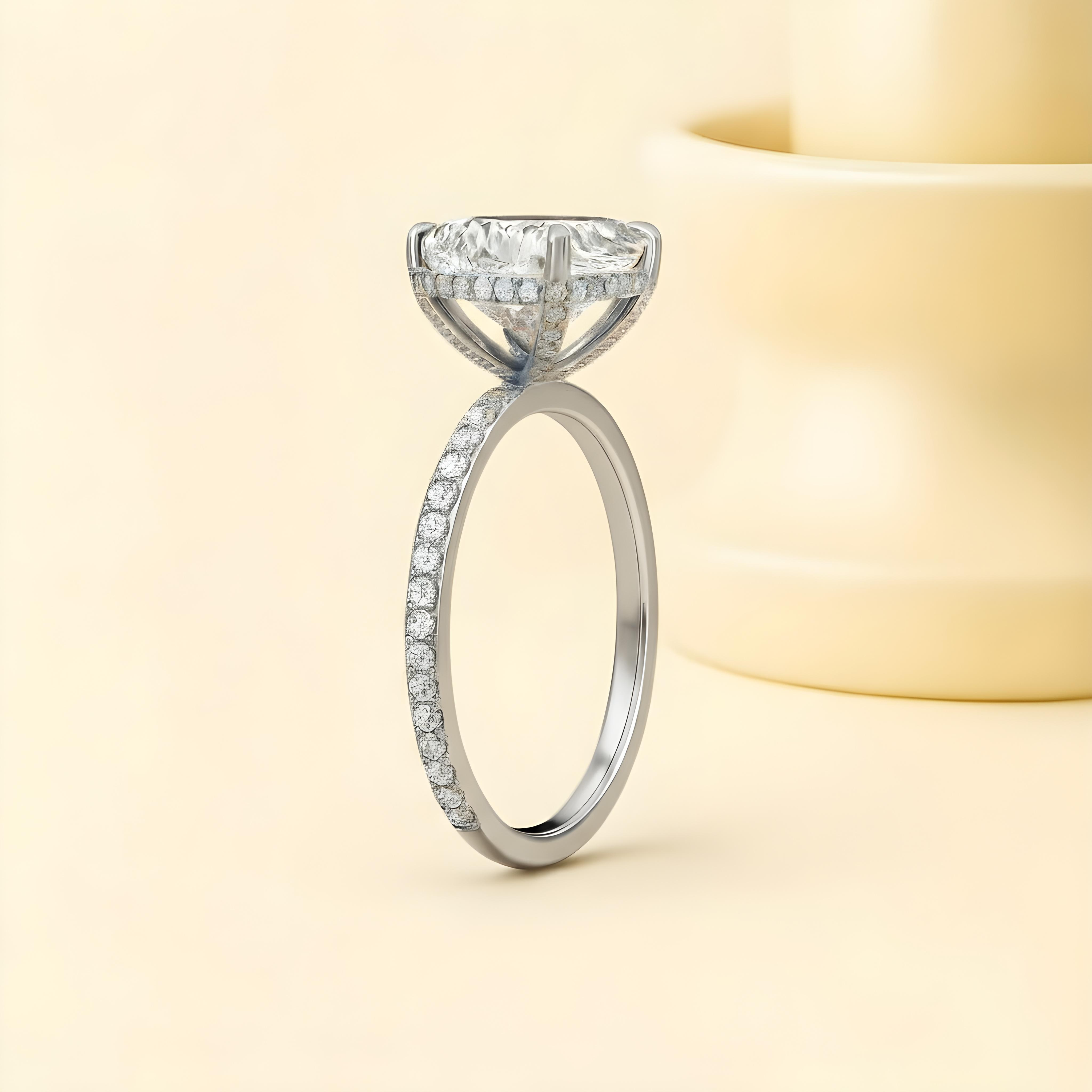 Princess Moissanite Pave Set Ring