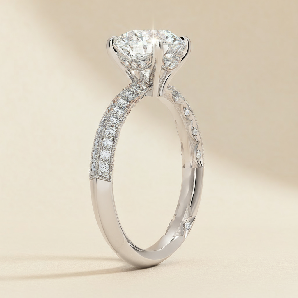 Six Prong Moissanite Diamond Ring
