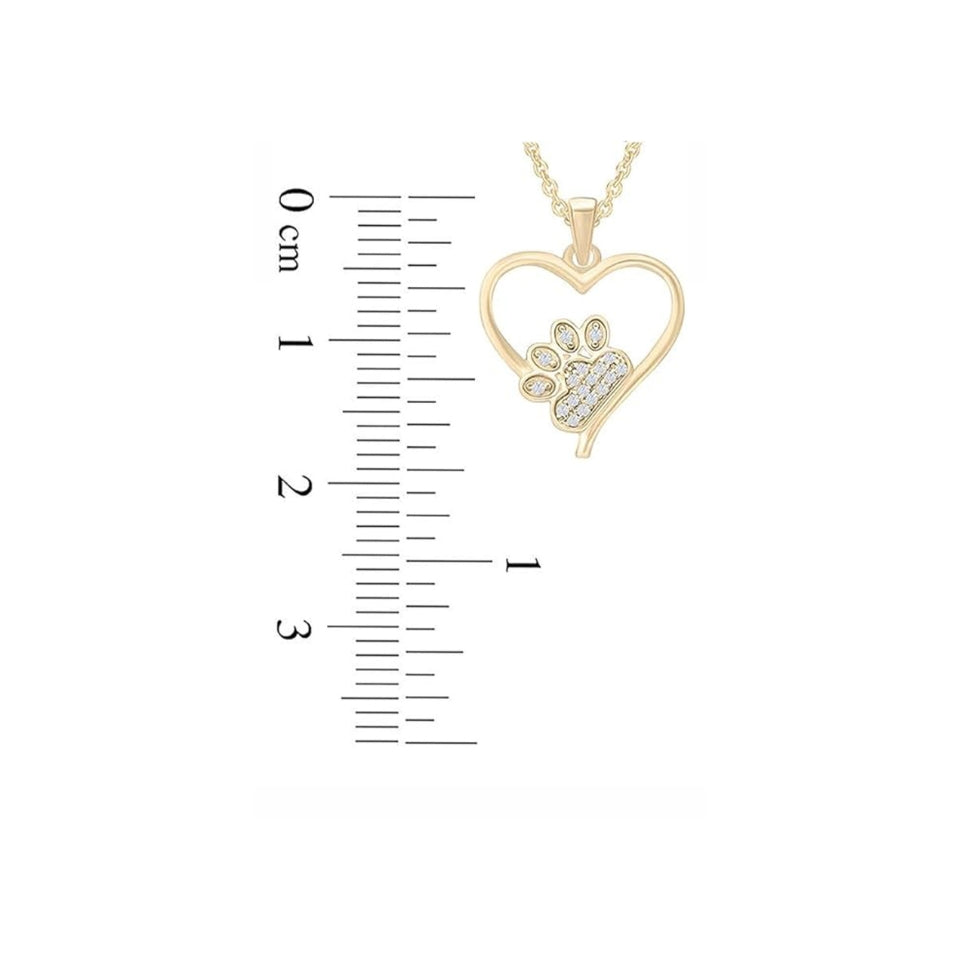 Paw Print Heart Love Pendant Necklace