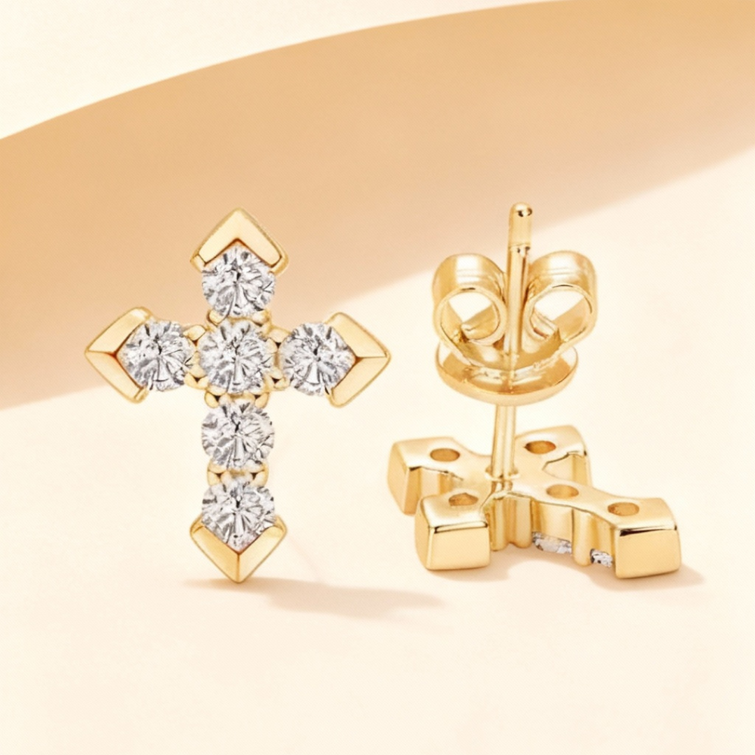 Moissanite Diamond Cross Stud