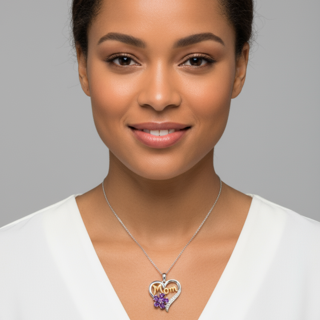 Pear Mom Love Heart Pendant Necklace