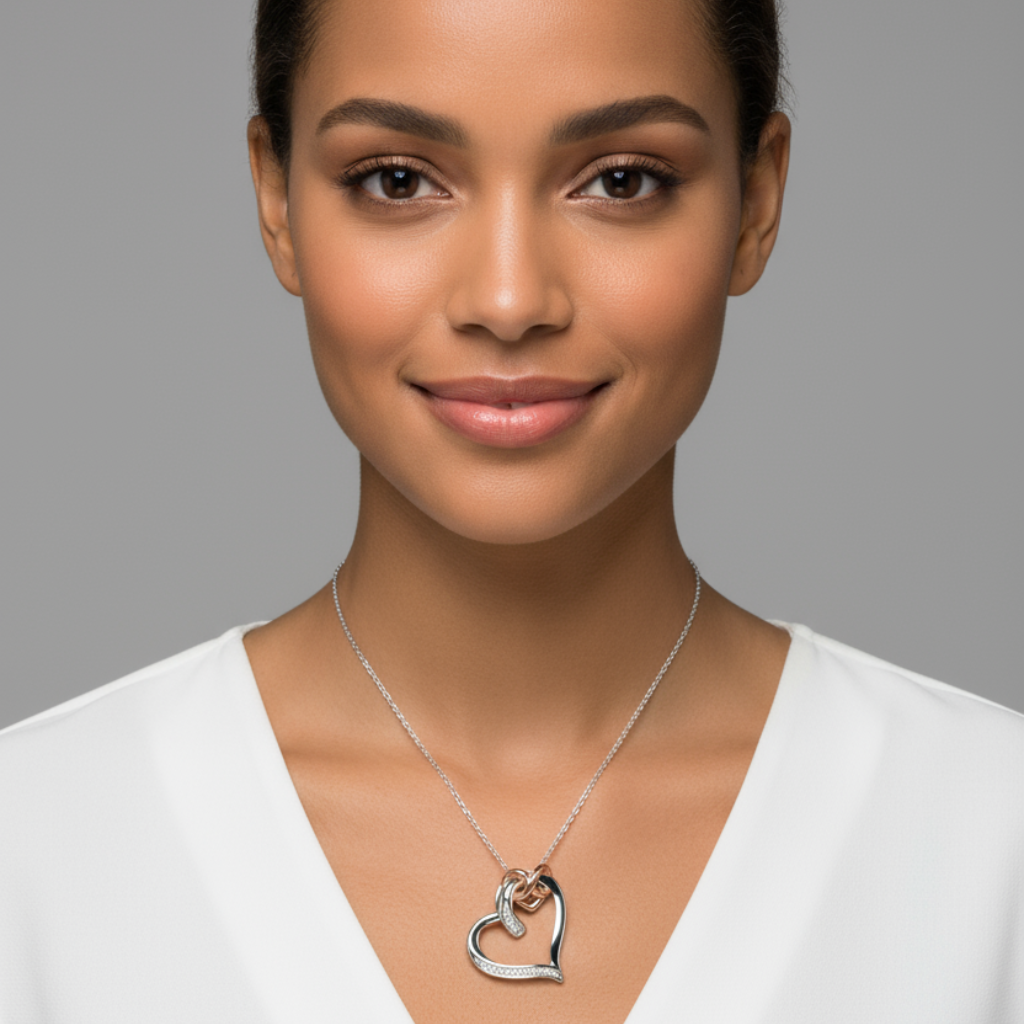 Interlocking Infinity Love Heart Pendant Necklace