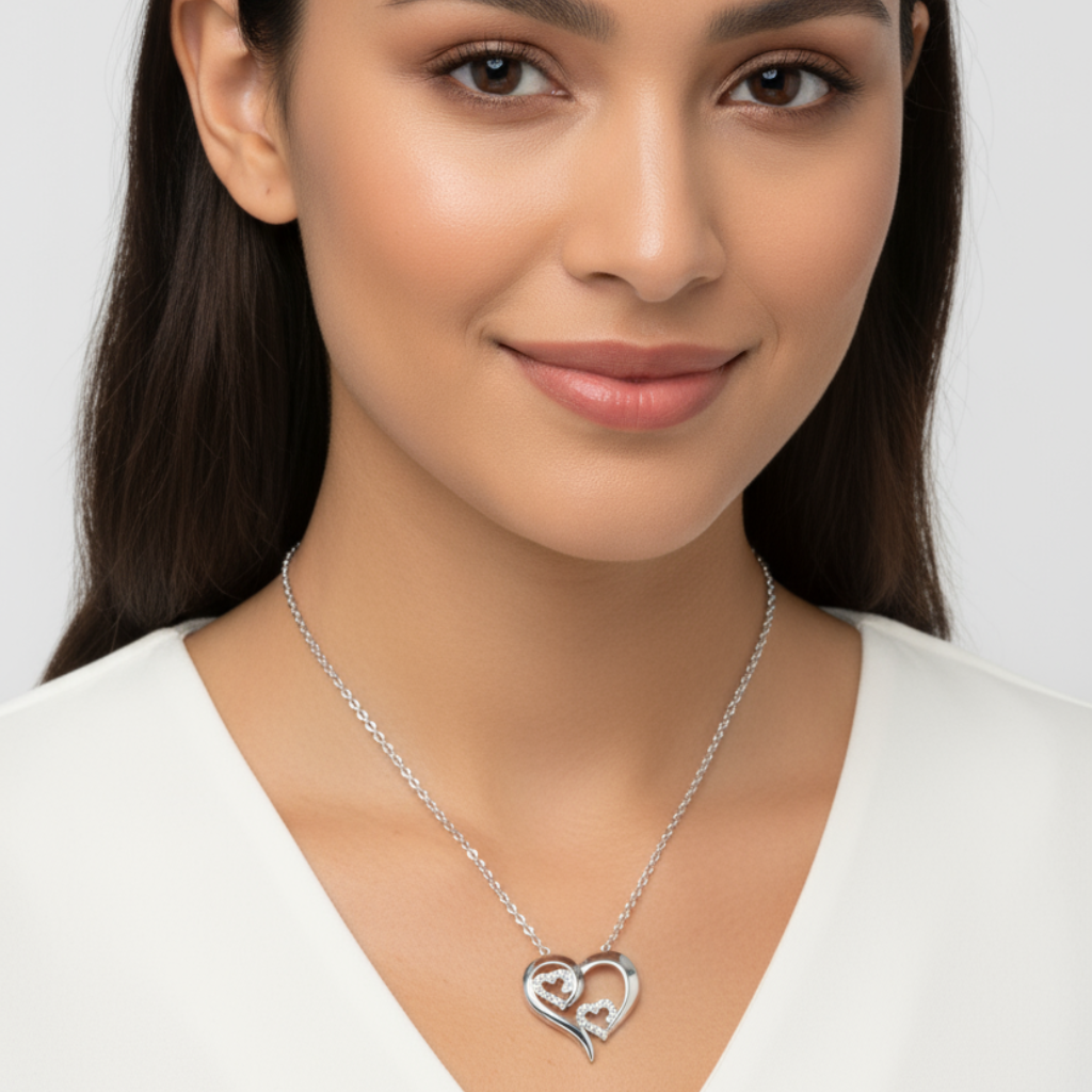Triple Heart Pendant Necklace