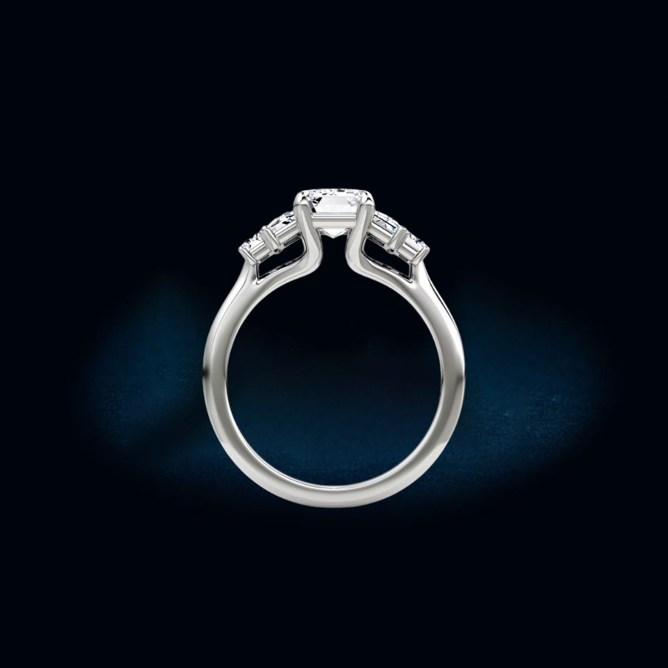Emerald Shape Moissanite Five Stone Ring