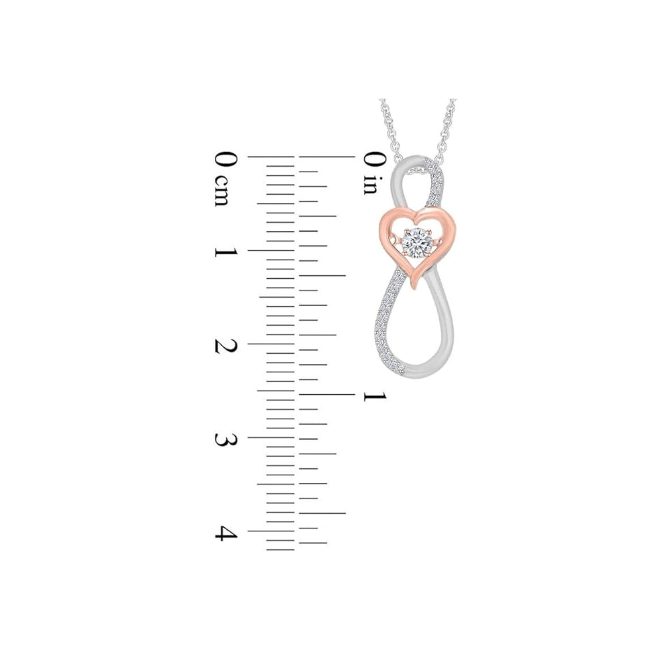 Two Tone Infinity Heart Pendant Necklace