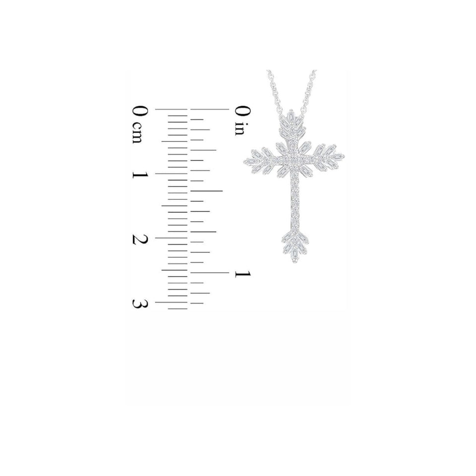 Baguette Cross Pendant Necklace