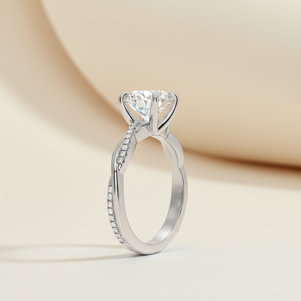 Round Twisted Moissanite Diamond Ring