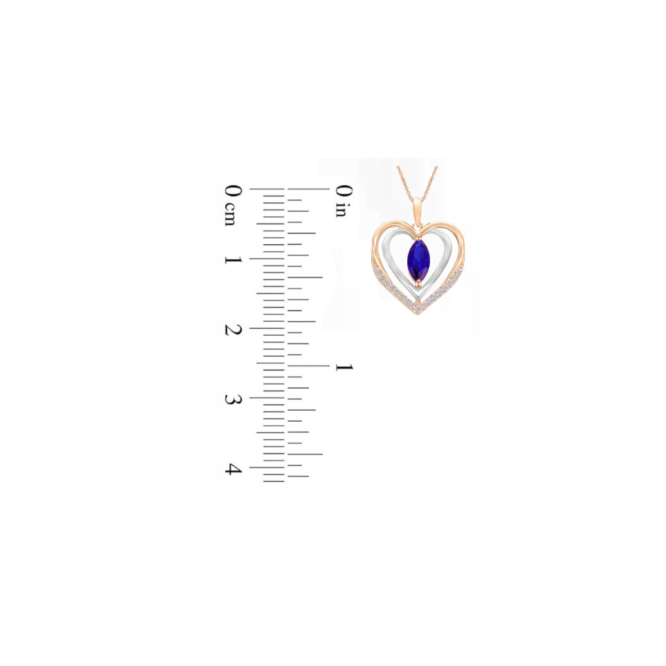 Sapphire Double Heart Pendant Necklace