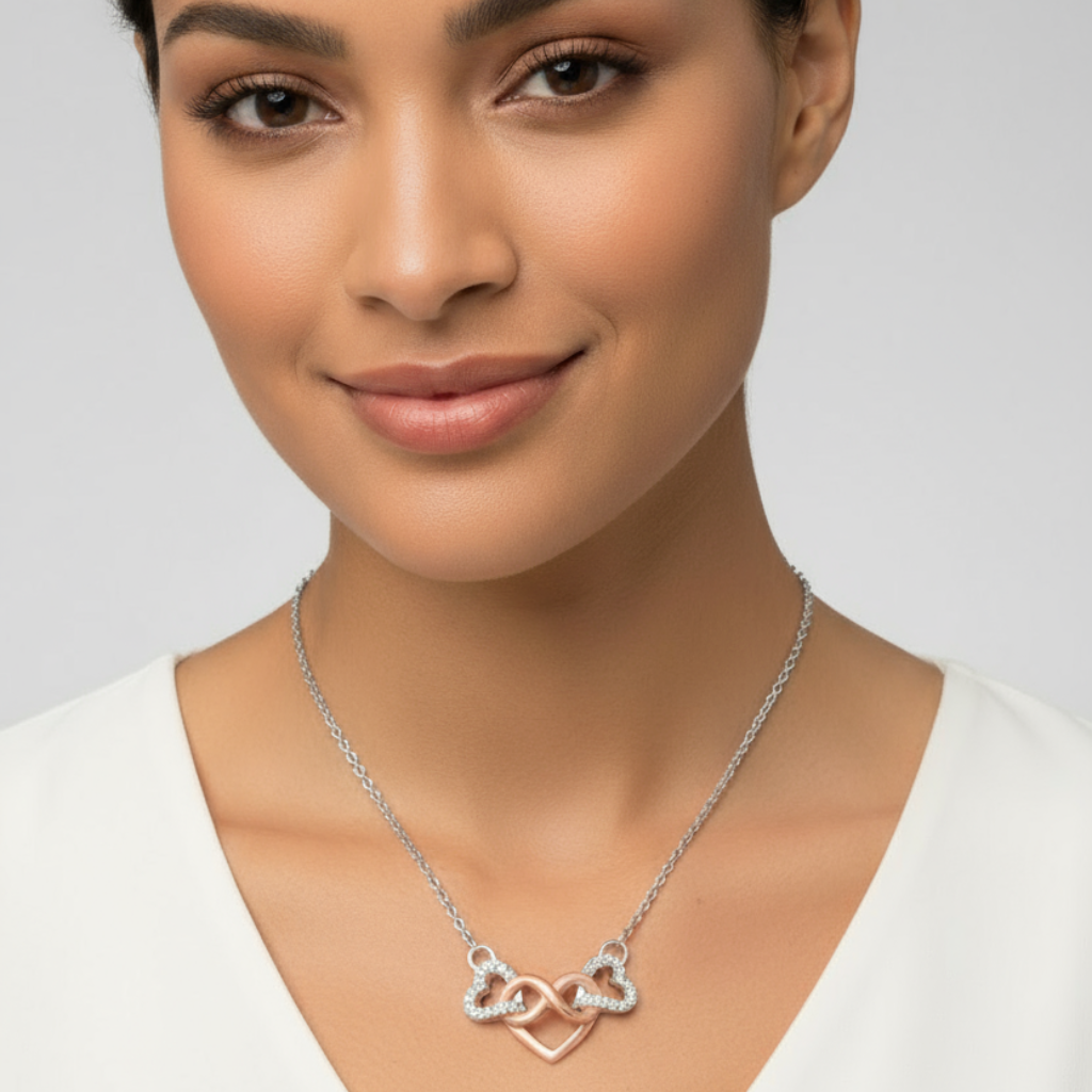 Infinity Heart Interlocking Pendant Necklace