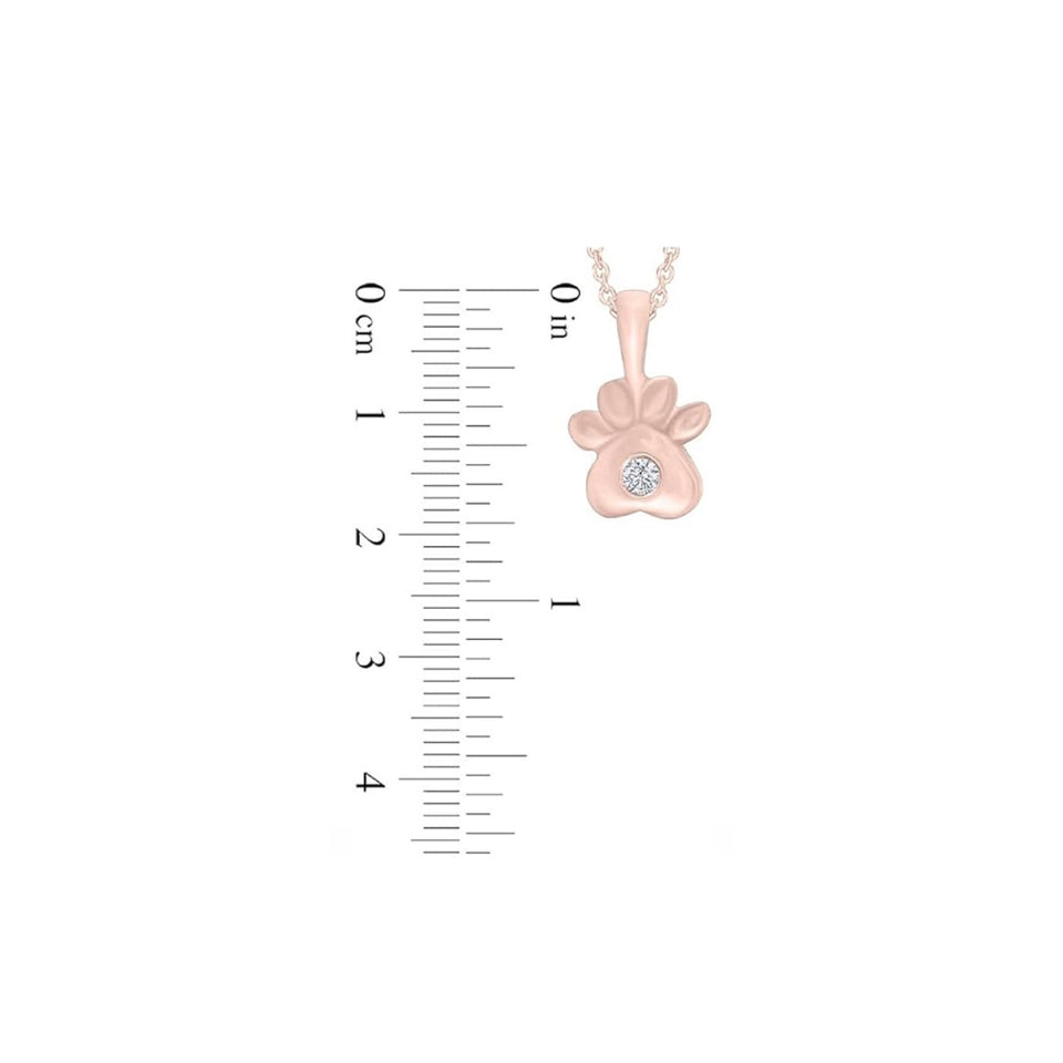 Cubic Zirconia Paw Print Pendant Necklace
