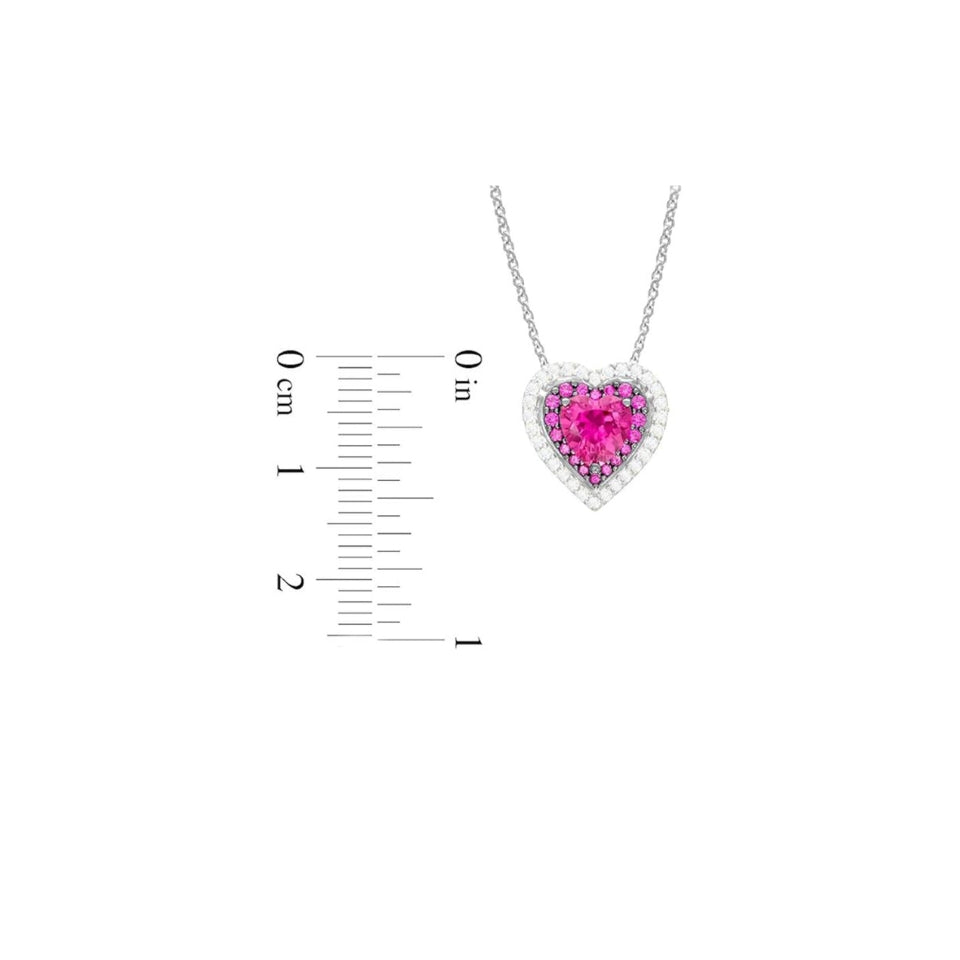 Ruby Double Heart Pendant Necklace
