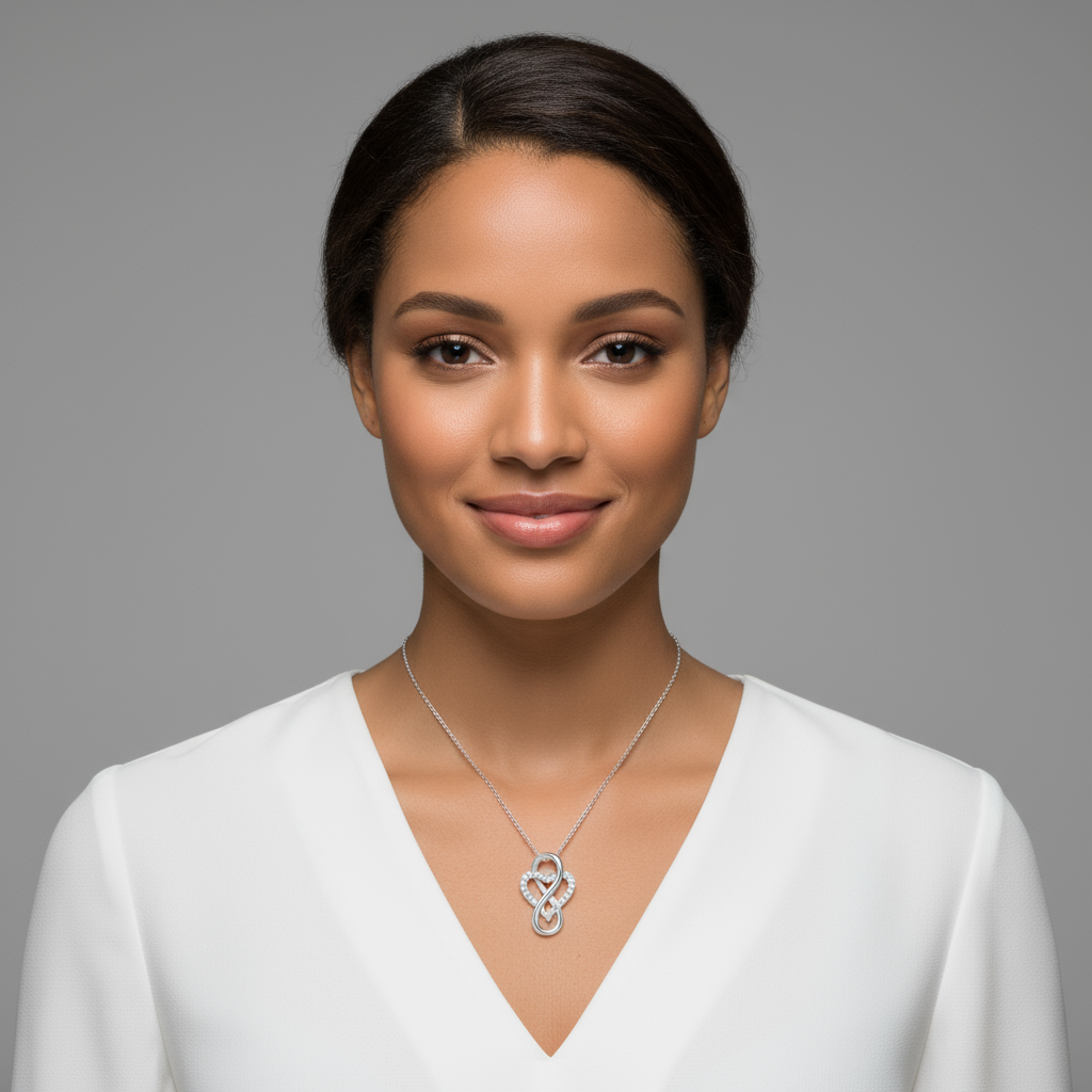 Moissanite Diamond Heart Infinity Pendant Necklace