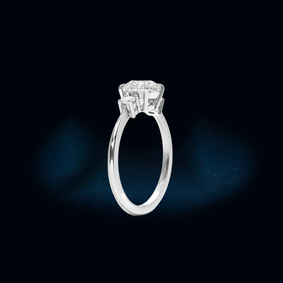 Round Moissanite Three Stone Engagement Ring