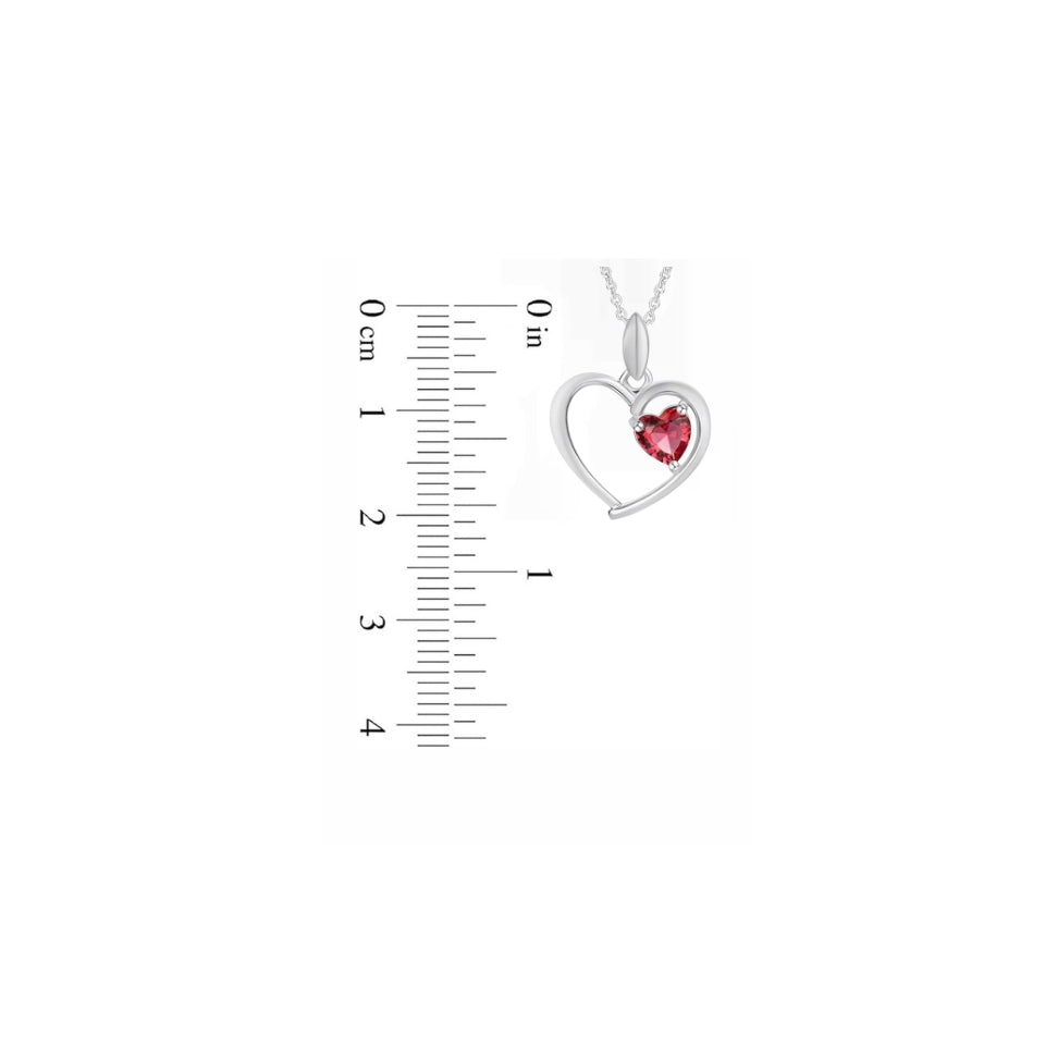 Ruby Gemstone Birthstone Heart Pendant Necklace