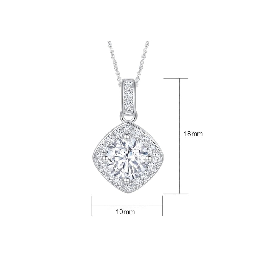 Cushion Halo Pendant Necklace