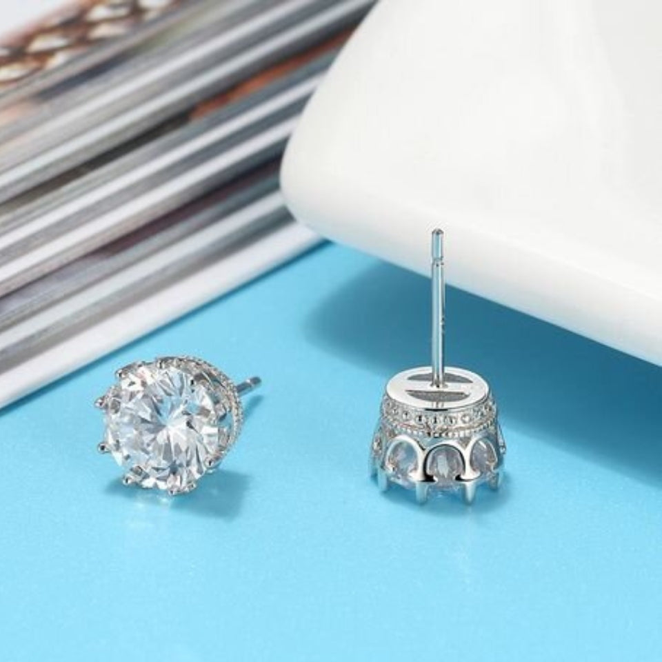 Moissanite Diamond Crown Stud