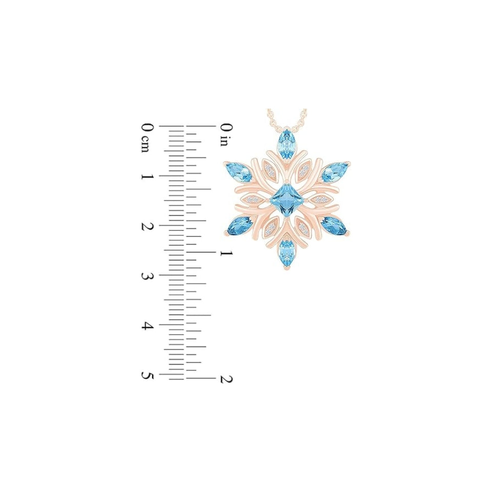 Aquamarine Snowflake Pendant Necklace