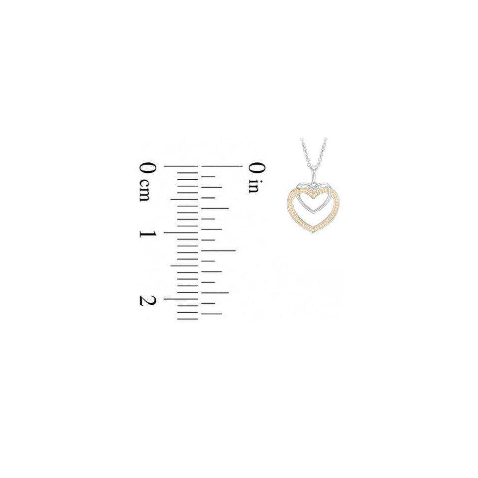 Tone Double Heart Pendant Necklace