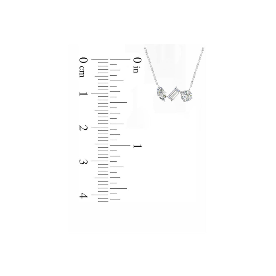 Cubic Zirconia Multi Shape Pendant Necklace