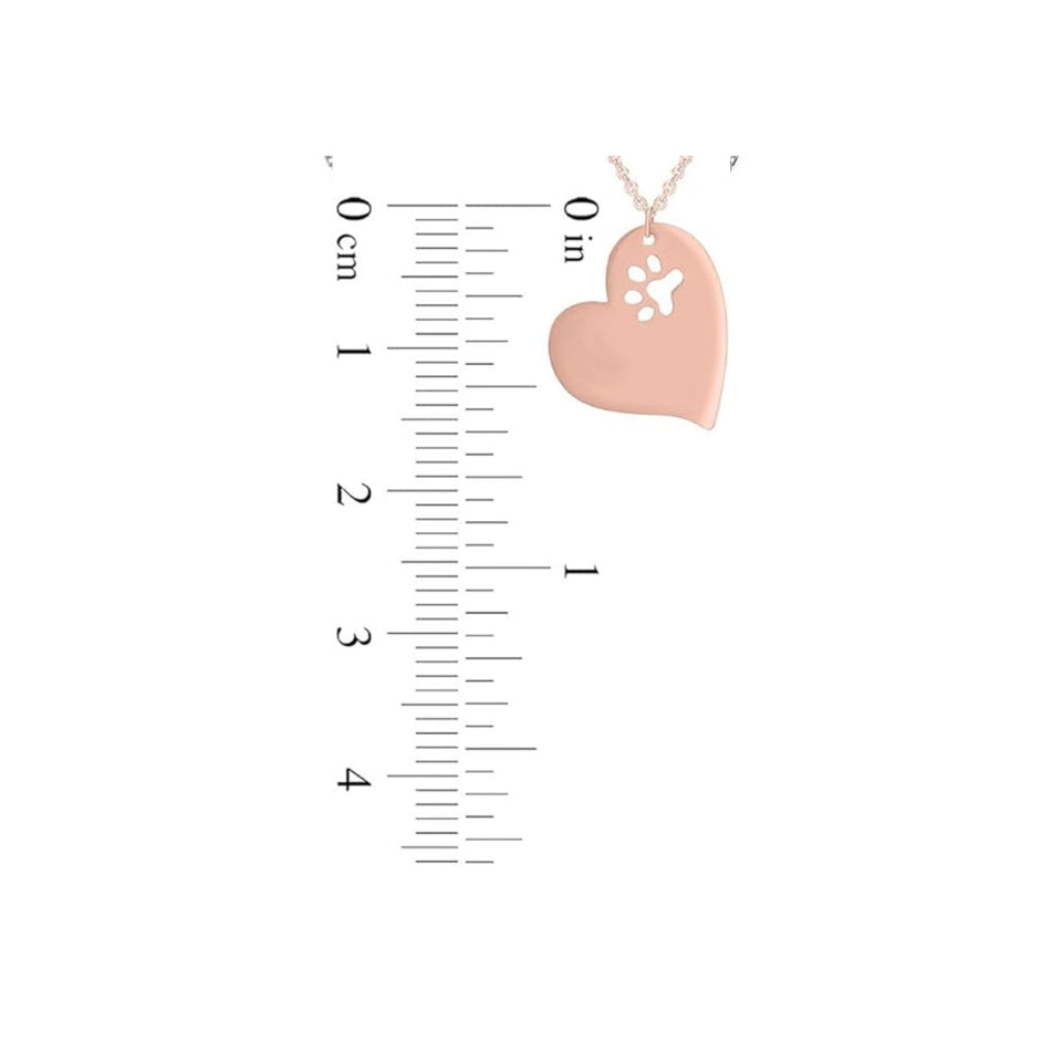 Dog Paw Print Cutout Heart Pendant Necklace