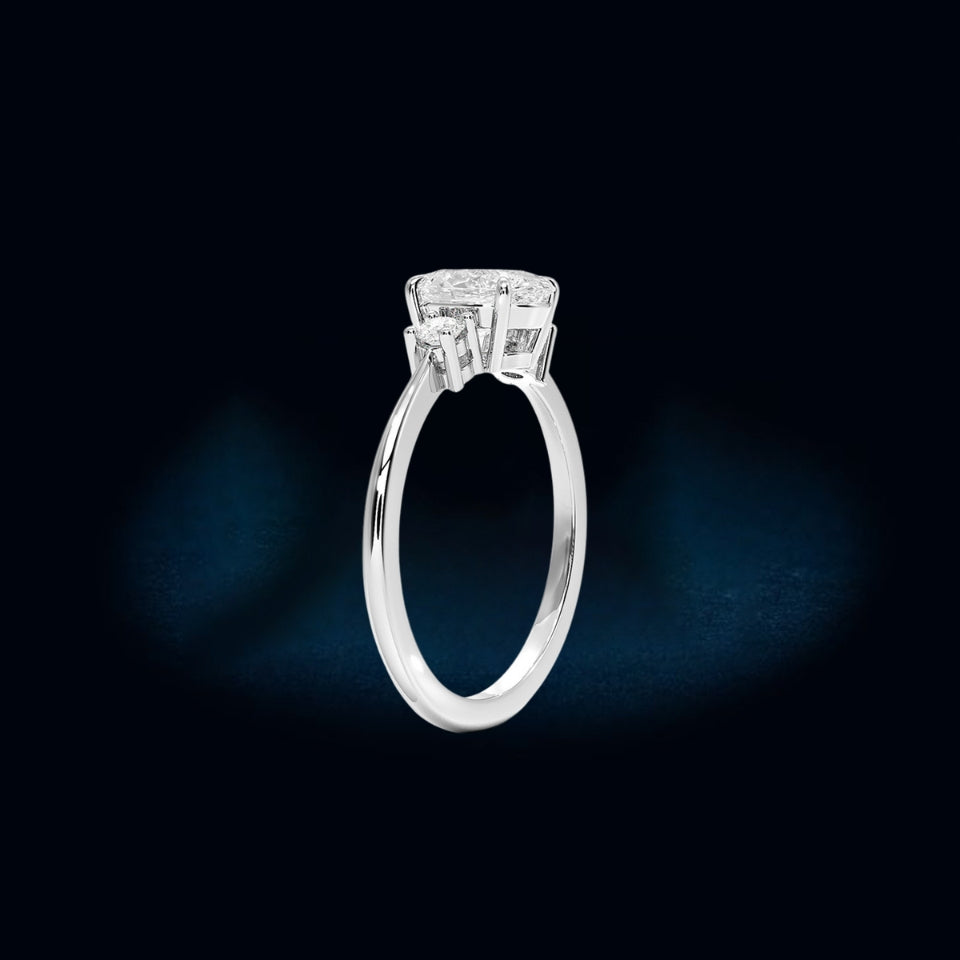 Oval Moissanite Three-Stone Engagement Ring