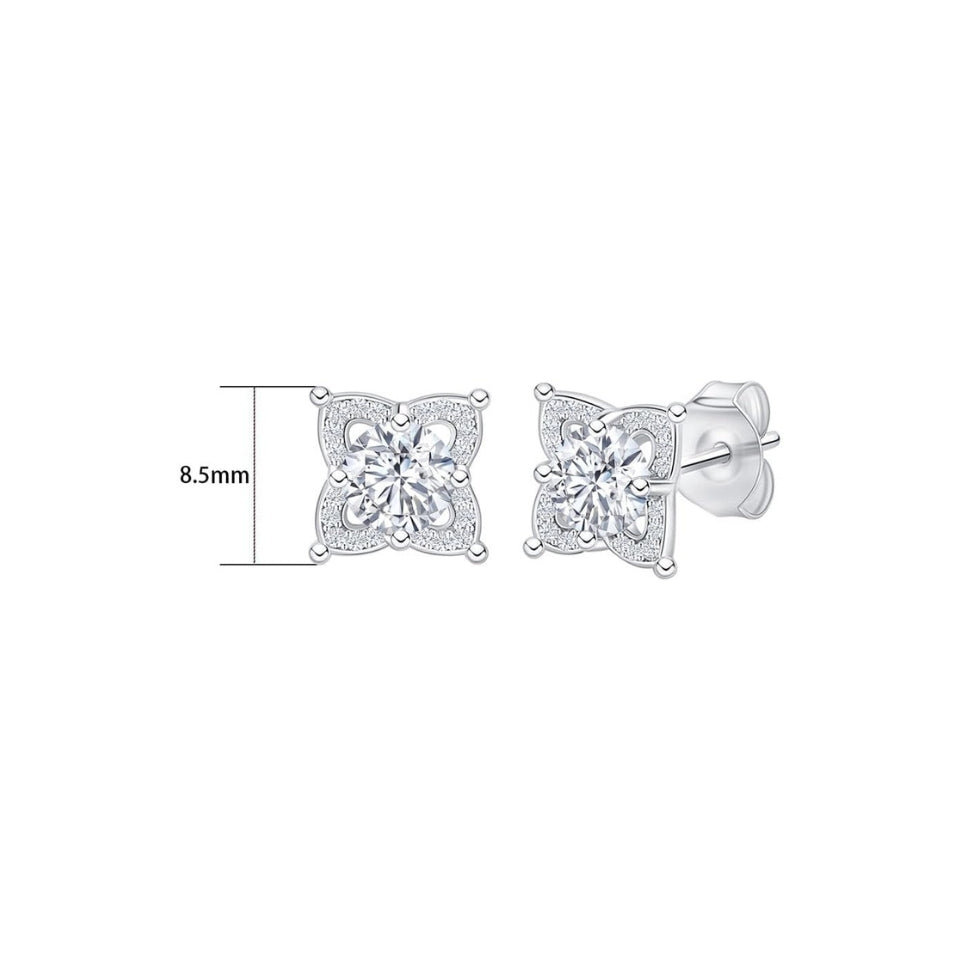 Moissanite Diamond Flower Stud