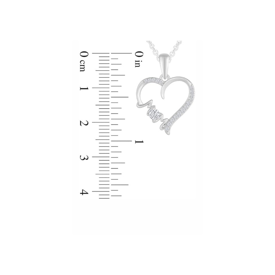 Crystal Mom Love Heart Pendant Necklace