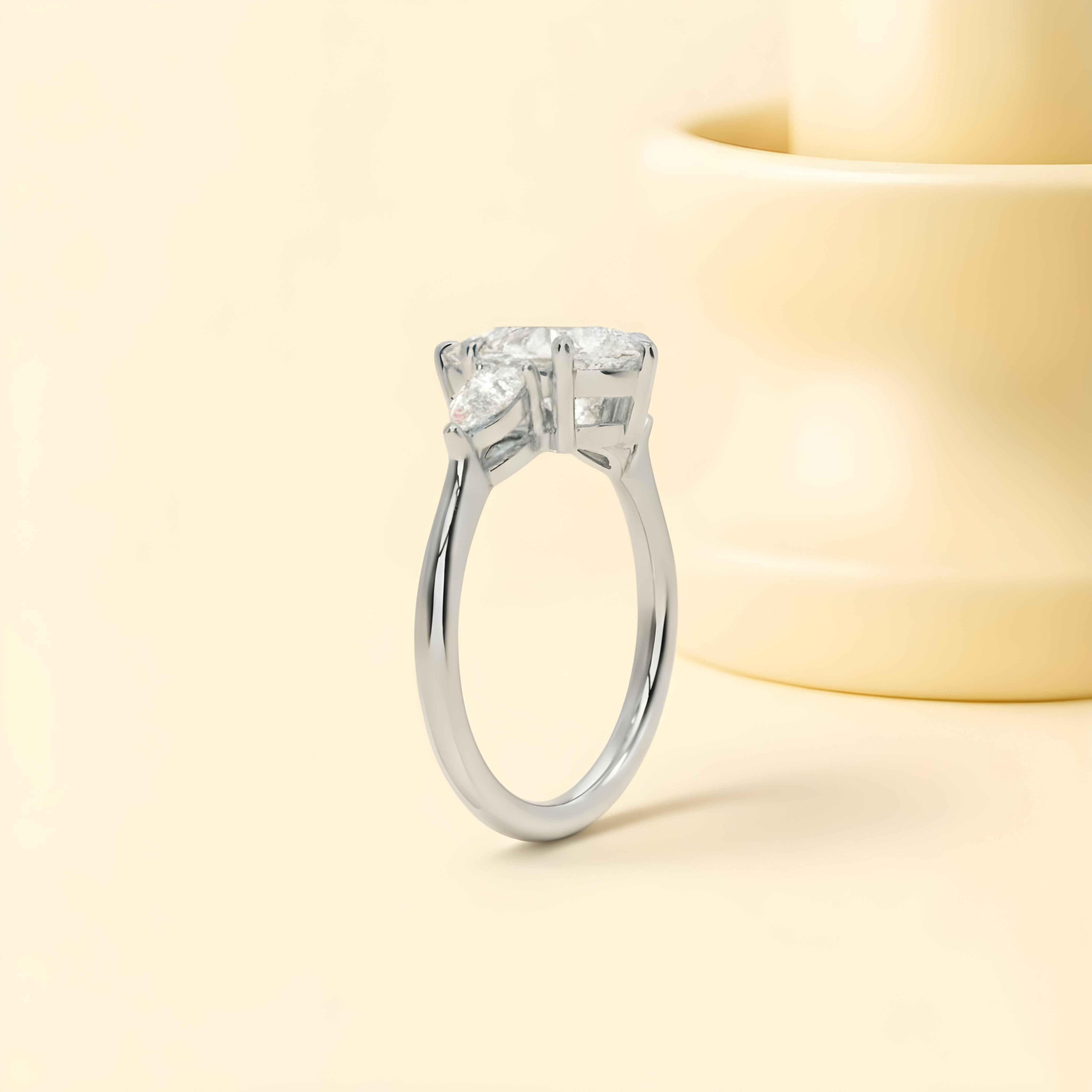 Moissanite Pear Cut Three Stone Ring