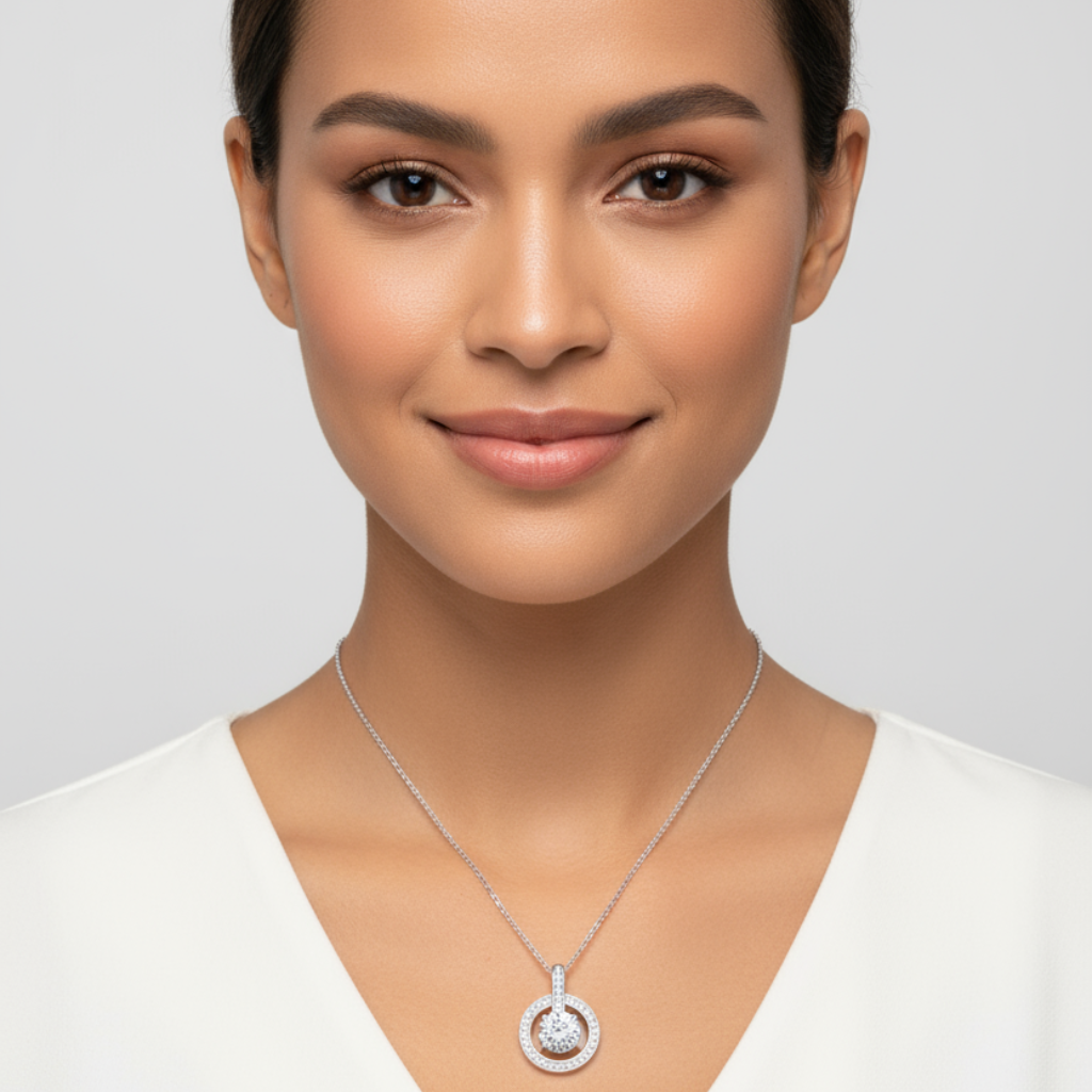 Dazzling Halo Solitaire Pendant Necklace